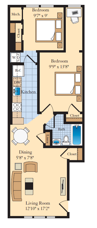 B3 Floor Plan at The Fields of Bethesda, Maryland, 20815